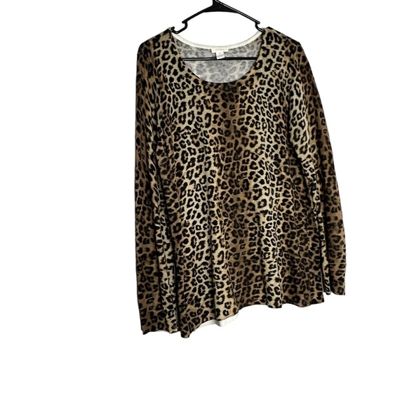 CHICO’S Animal Print Layering Tee Women’s Size Medium - Picture 2 of 8